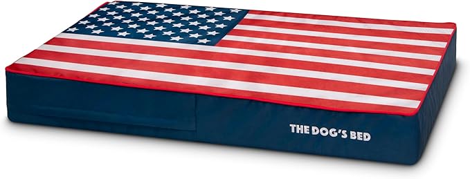 The Dog’s Bed Replacement Outer Cover, Oxford Fabric, Blue with Red Trim US Center Flag, Medium, 4-Inch