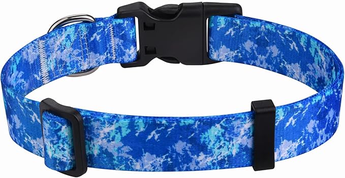 Dog Collar for Medium Dogs, Soft Comfy Pet Collar for Small Medium Large Dogs, Floral Pattern for Boy Girl Puppy Dogs(Camouflaga Blue,M)