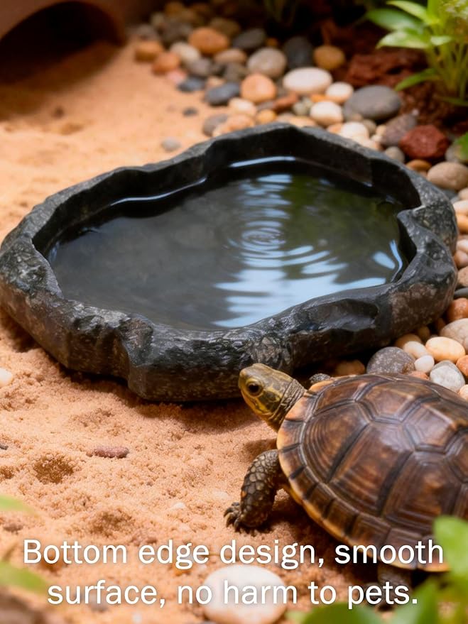 Tortoise Water Dish, 7.1 * 5.5 * 0.8in Reptile Water Dish，Reptile Food Dish Suitable for The Feeding and Watering Needs of Various Pets