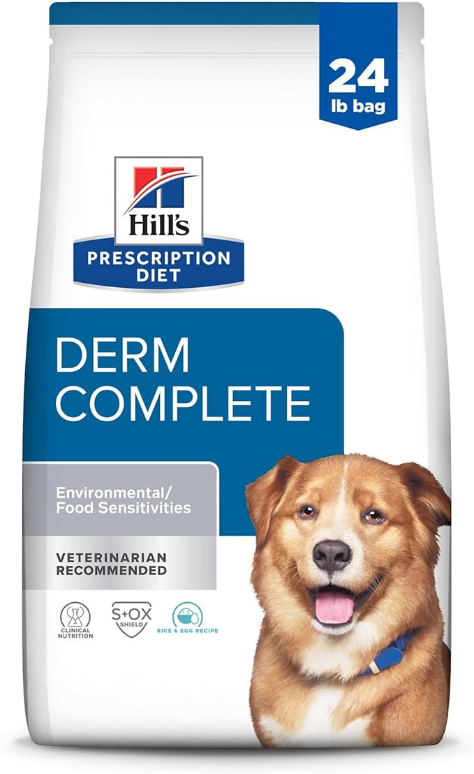 Hill's Prescription Diet Derm Complete Environmental/Food Sensitivities Dry Dog Food, Rice & Egg, 24 lb. Bag