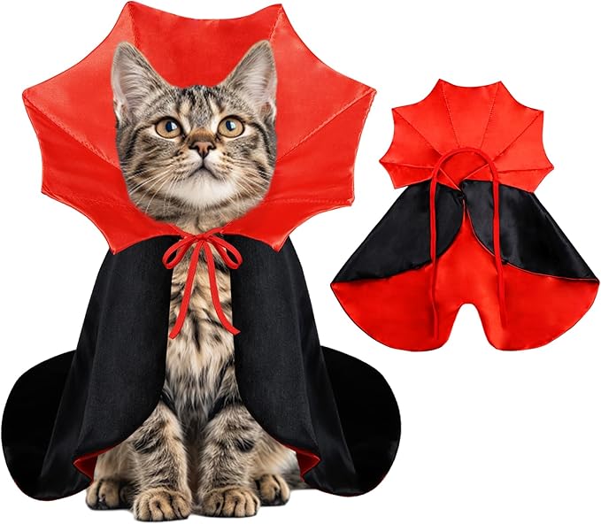 Cat Halloween Costumes Dog Halloween Vampire Costume Funny Pet Vampire Devil Cape Cloak Halloween Costumes for Cats XS Small Dogs (Small)