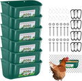 Chicken Feeder Waterer, 6 Pack Duck Feeder Supplies, Hanging Fence Feed Trough with Clips for Goat, Sheeple, Piglet, Gooses, Turkeys, Dog Livestock Poultry,Green