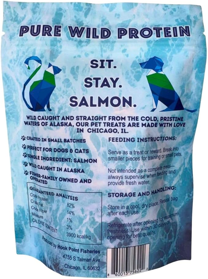 Freeze Dried Sockeye Salmon Pet Treats for Dogs & Cats, Human Grade, Fisherman Direct, Premium Wild Caught Alaskan, Single Ingredient, Omega 3, Natural Healthy Dog Training Treats, Made in USA, 3 Pack