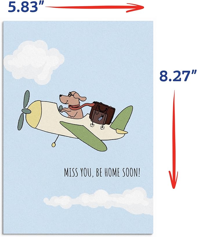 Poochie Post Edible Greeting Card for Dogs, Bacon-Flavored Dog Treat Gift with Edible Ink Pen, "Miss You Be Home Soon" Design, Gluten & Grain Free, Made in USA