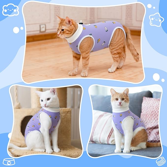 Coppthinktu Cat Recovery Suit Female, Breathable Cat Onesie After Surgery Female for Abdominal Wounds or Skin Diseases, Surgery Recovery Suit Kitten Surgical Onesie After Spay Wear Anti Licking