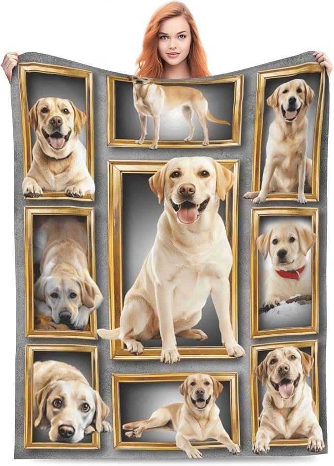 Labrador Gifts, Labrador Throw Blanket, Dog Gift for Women Men Boys Girls Lover Adult Cozy Fleece Flannel Bedding Stuff Animal Plush for Couch Sofa Bed Decor 50"X40"