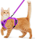 Cat Harness and Leash for Walking Escape Proof Soft Adjustable Cat Leash Breathable Comfortable Vest Easy to Wear Kitten Harness for Outdoor Travel (Purple, XS (4-6lb))