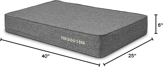 The Dog’s Bed Orthopedic Memory Foam Dog Bed for Large Dogs, Waterproof Washable Cover, Anti-Slip Base, Calming Surface – CertiPUR-Certified Foam, Grey Linen, 6 Inch Thick