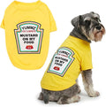 Parisian Pet Dog Costume - 100% Cotton Yellow Dog Clothes for Large Dogs - Lightweight Puppy Outfits - Funny French Bulldog Clothes - Sleeved Mustard Shirt for Dogs - Stretchy Pet Costume