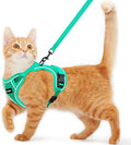 Cat Harness and Leash for Walking Escape Proof Soft Adjustable Cat Leash Breathable Comfortable Vest Easy to Wear Kitten Harness for Outdoor Travel (Emerald, XS (4-6lb))