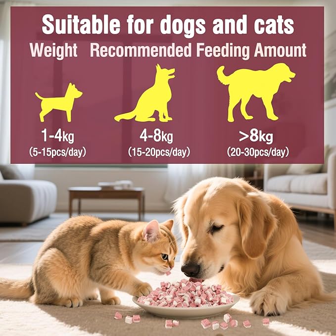 Freeze Dried Chicken Cat & Dog Treats with Cranberry, Natural Ingredient High Protein Training Treats or Food Topper, Rich in Antioxidants for Skin & Coat Health, Grain Free & Natura (1.74 Ounce)