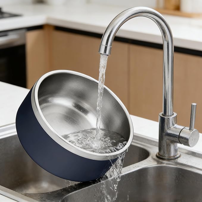 64oz Giant Breed Dog Bowl Non Slip, Commercial Grade Stainless Steel XL Heavy Duty Dog Food Water Bowl for Large Dogs, Dishwasher Safe Jumbo Pet Bowl (Blue)