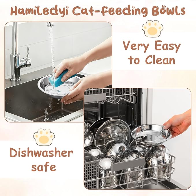 Giantree 24 Pcs Shallow Wide Stainless Steel Cat Bowls, Whisker Fatigue Relief Metal Pet Dishes Cat Food Feeding Plates Replacement for Small Dogs Cats and Other Small Animals
