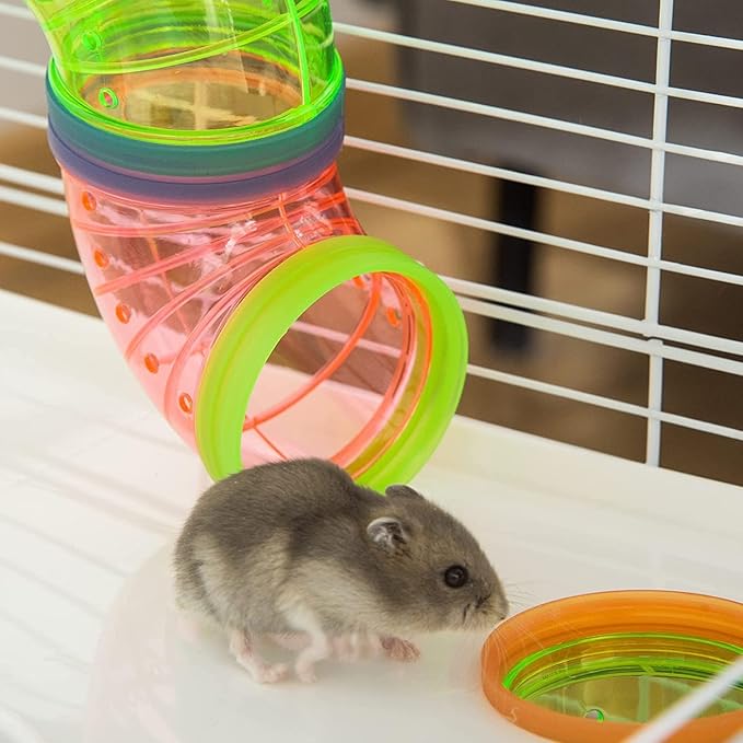 Extra Large High Tower Multi-Tiers Easy Setup Hamster Palace Gerbil Habitat Mouse House Mice Critters Home Cage with Complete Set of Accessories Expandable and Customizable Deep Tubby Base