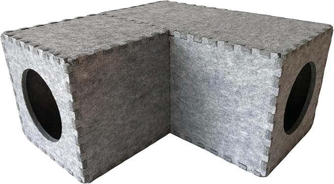 Guinea Pig Felt Hideout Creative Assembly & Detachable House Bed Small Animal Tunnel Hidey Habitats Decor for Guinea Pig Rat Chinchilla Hedgehog Hamster (Grey)