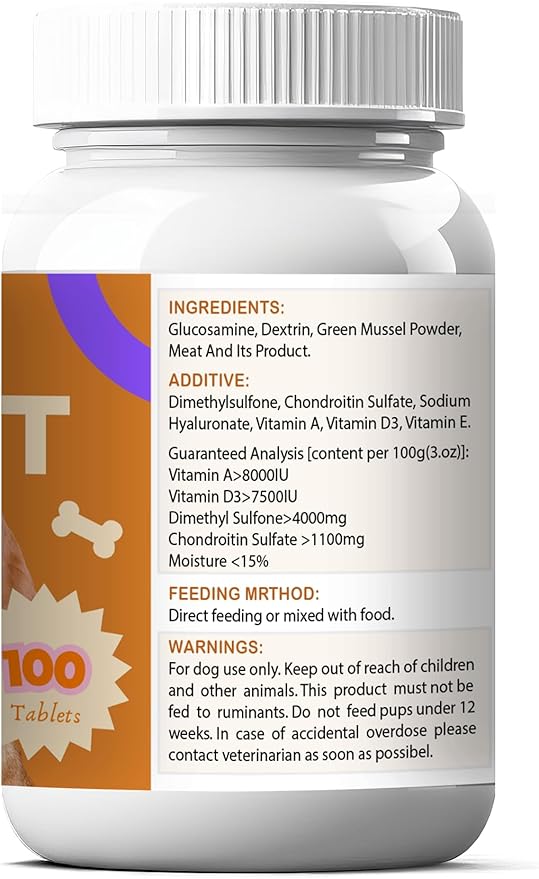 Hip & Joint Supplement for Dogs – Bulk Chewable Tablets with Glucosamine, MSM & Turmeric for Long-Term Joint Wellness – 2 Bottles 200 Chewable Tablets