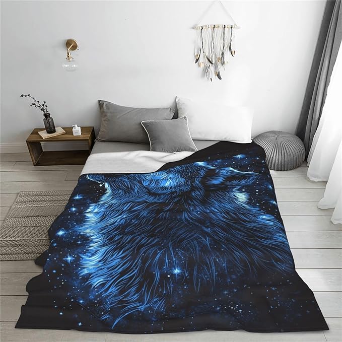 Wolf Blanket, Wolves Decor Throw Blankets, Wolf Gifts for Men Boys Girls Women Lover Adult Cozy Fleece Flannel Bedding Stuff Animal Plush for Couch Sofa Bed 60"X50"