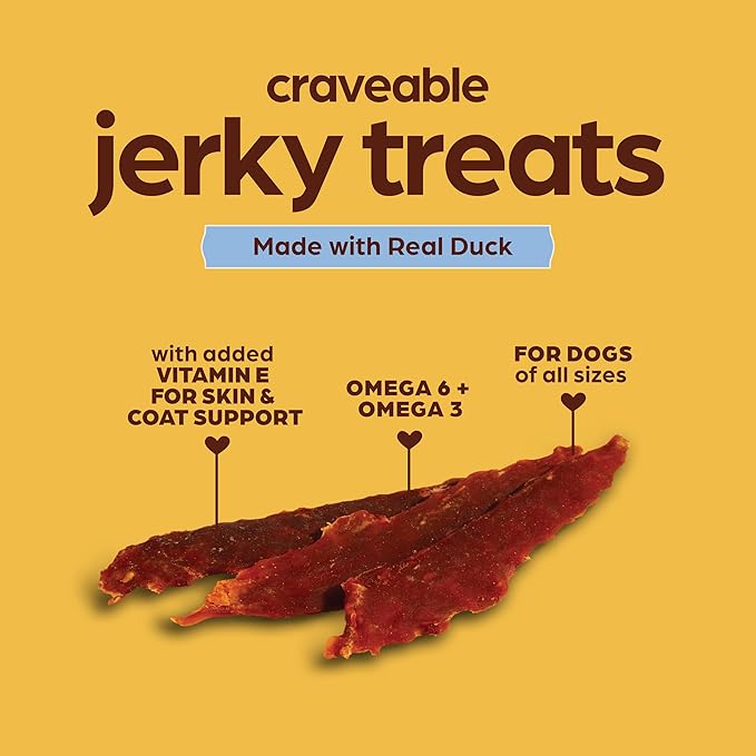 Chewsday Duck Jerky, Skin & Coat Support Dog Treats, 8oz