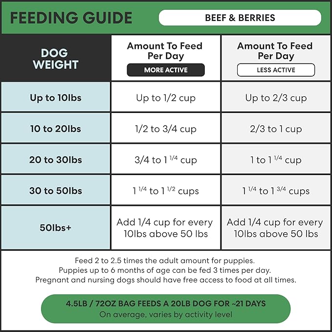 The Pets Table Air Dried Grain Free Dog Food for Dogs Large, Medium and Small | Puppy Dog Food, Adult Dog Food, Senior Dog Food | Beef & Berries 4.5 lbs / 72 oz Bag