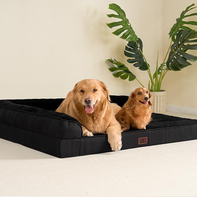 EHEYCIGA Extra Large Dog Bed Othorpedic, Memory Foam XL Dog Bed with Washable Removable Cover, Waterproof Pet Sofa Couch XLarge Size Dogs with Nonskid Bottom, 44x32x6.5, Black