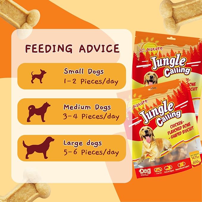 Jungle Calling 48 Ct. Senior Dog Soft Treats, Easy to Chew Chicken-Flavored Biscuits for Training, Natural Digestive Support & Plant-Based Protein, Grain Free Meaty Rewards