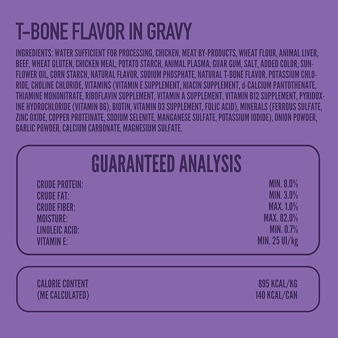 A Strong Heart Wet Dog Food, T-Bone Flavor in Gravy - 5.5 oz Cans (Pack of 24), Made in The USA with Real Beef