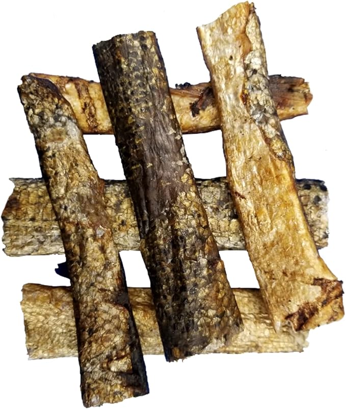Dog Treats - Salmon Skins - Healthy and All Natural - High Protein - Single Ingredient Hand Made Crunchy Pet Snack