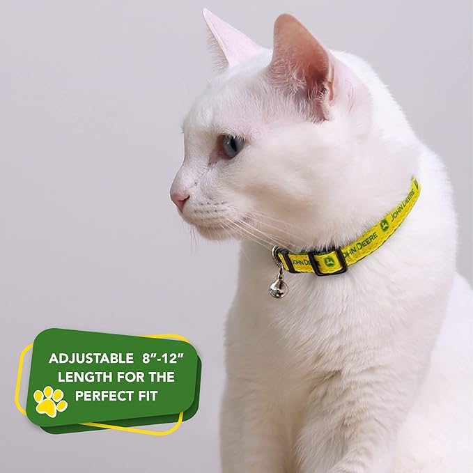 JOHN DEERE CAT COLLAR Adjustable with Cat Bell Pendent. Licensed CAT COLLAR for the Construction, Tractor, John Deere Super Fan! Walk & Run with your CAT in-style with the Pets First John Deere Collar