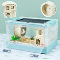 Hamsters Cage Large, Foldable Portable 360° Viewing Ventilated Cages with Villas, Exercise Wheels, for Hamsters, Rats, Dwarf Hamsters, Gerbils, Guinea Pigs Blue 16" L x 12" W x 9.5" H