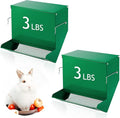 Maxcheck 2 Pcs Rabbit Feeder for Cages Small Animal Food Pellet Dispenser with Lid Metal Chicken Grit Oyster Shell Squirrel Feeders Outside(7.7 Inches,Mesh Bottom,Green)