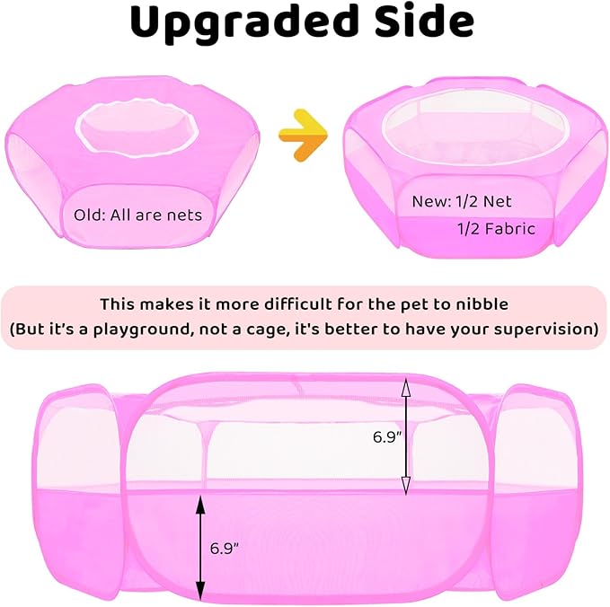 Amakunft Small Animal Playpen with Mesh Cover 47x23.6x15in – Portable Pop-Up Bunny Play Pen| Foldable and Breathable Indoor Outdoor Chick Brooder Box for Guinea Pig, Hamster, Rabbit, Kitten