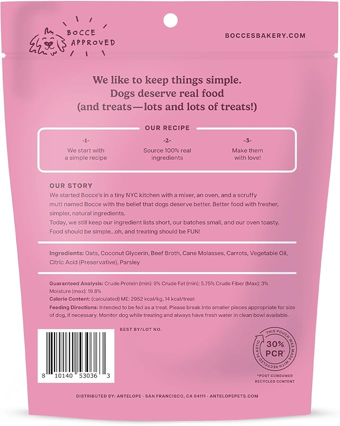 Bocce's Bakery Bone Broth Wellness Treats for Dogs, Wheat-Free Everyday Dog Treats, Made with Real Ingredients, Baked in The USA, Natural Soft & Chewy Cookies, 6 oz