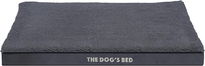 The Dog’s Bed Orthopedic Standard Foam Dog Bed Mattress, Plush Fabric, Grey, Large