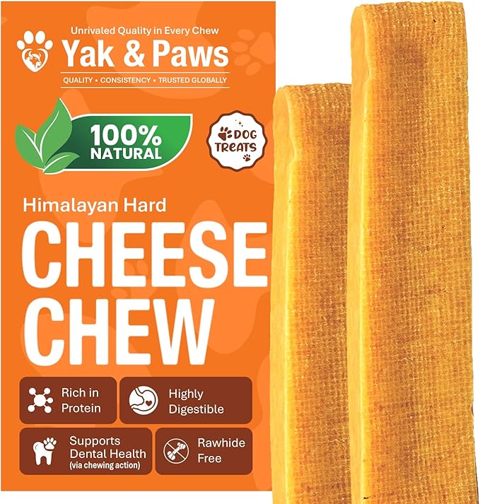 Yak & Paws Gold Yak Cheese Himalayan Dog Chews 4.2-4.9 oz (X-Medium - 1 Bars) | Dog Treats Medium Breed | Odorless and Great for Oral Health | Long Lasting | High Protein | Dental Sticks