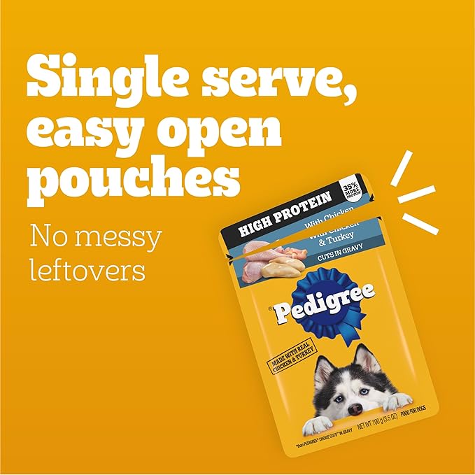Pedigree High Protein Dog Food, Adult Wet Dog Food Pouches, Variety Pack, 3.5 oz. Pouches, 30 Count
