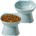 KSIA Klear Elevated Cat Bowls 2 Pack, Tilted Raised Cat Bowl for Food and Water, 4.72" Wide, Whisker Friendly Anti Vomit for Indoor Cats, Microwave and Dishwasher Safe, Blue