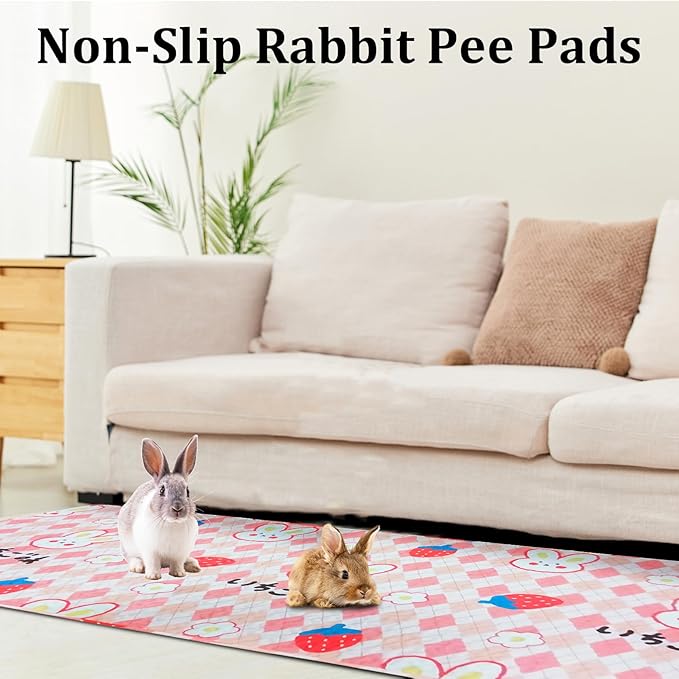 PINVNBY Washable Guinea Pig Cage Liner, Washable Pee Pads for Rabbit Waterproof Reusable Guinea Pig Mat Fast and Super Absorbent Bedding for Small Animals Rabbit Hamster Chinchillas（27.5 W x 59 L）