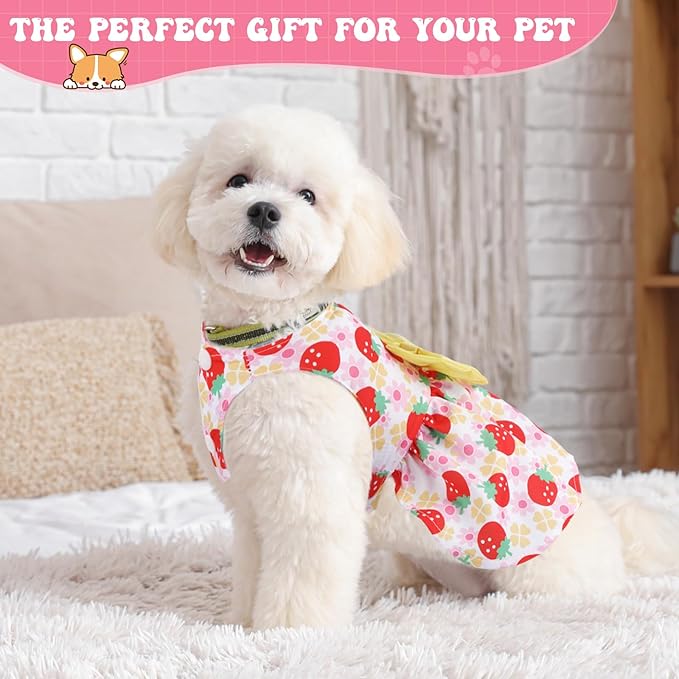 Saintrygo 5 Pieces Dog Dresses for Small Pet Girls Floral Puppy Dresses Dog Princess Bowknot Dress Cute Summer Outfits Cat Clothes for Female Cat Small Pets, 5 Styles(S)