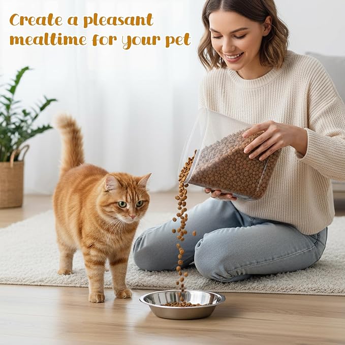 24 Pcs Stainless Steel Cat Bowls Shallow Cat Food Bowls, Shallow Metal Pet Dishes, Replacement Whisker Relief Cats Water Dish, for Elevated Stand, Dishwasher Safe, 5.4 Inch