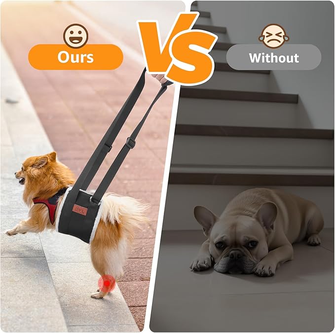 Adjustable Dog Lift Harness, Dog Sling for Small Dogs Lift Support and Rehab Harness for Weak Rear Legs, Soft Hind Leg Support Helps Senior, Injured, Disabled and After ACL Surgery Dogs(Black,Small)