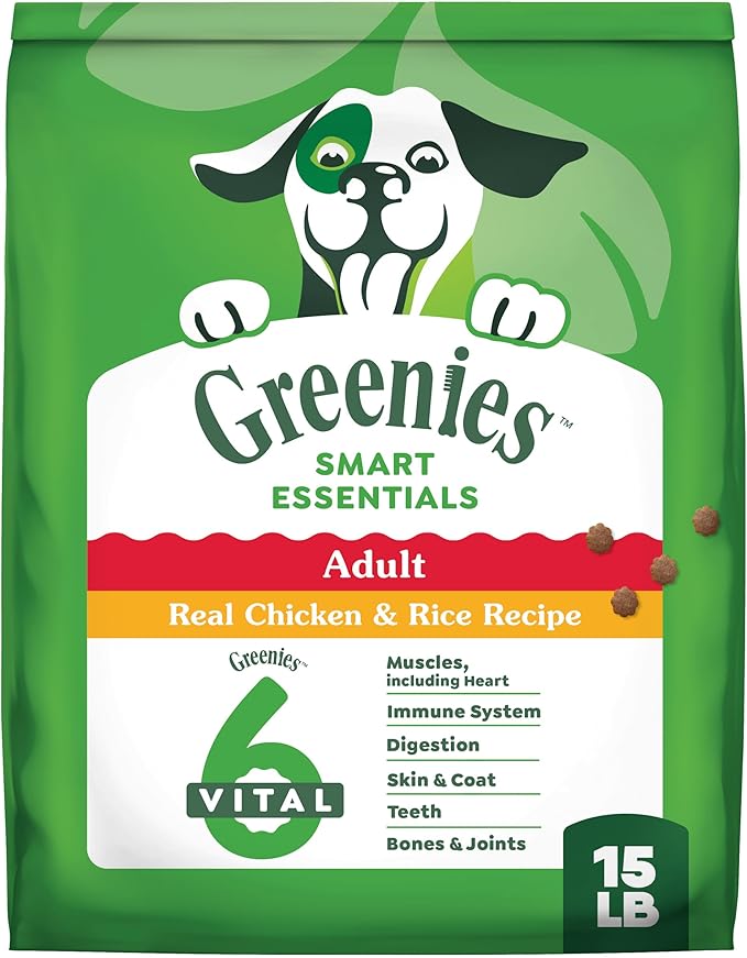 Greenies Smart Essentials Adult High Protein Dry Dog Food Real Chicken & Rice Recipe, 15 lb. Bag