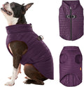 Gooby Puffer Vest - Grape, X-Small - Ultra Thin Zip Up Windbreaker with Dual D Ring Leash - Water Resistant Dog Sweater Coat for Small Dogs