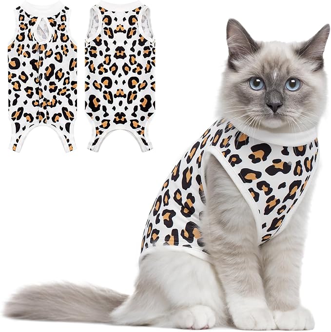 Cat Recovery Suit Female Cats Onesie for Cats, Breathable Cat Surgery Suit for Surgical Abdominal Wounds Skin Diseases, Cute Kitten Spay Recovery Suit E-Collar Alternative Anti Licking