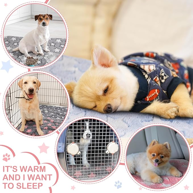Reginary 4 Pcs Waterproof Guinea Pig Blankets Washable Small Animal Fleece Bedding Guinea Pig Cage Liners Reusable Training Pads Pet Pee Pad Sleep Mat for Hamster(Cute Star Pattern,12 x 12 Inch)