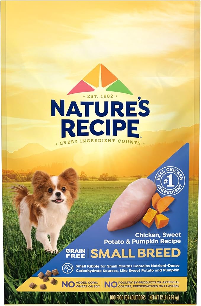 Nature's Recipe Grain Free Small Breed Dry Dog Food, Chicken, Sweet Potato & Pumpkin Recipe, 12 lb. Bag