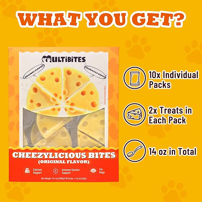 14.1oz Cheese Bites for Dogs - High-Protein Cheese Dog Treats for Digestive & Immune System Health - Original Chewy Natural Puppy Training Treat