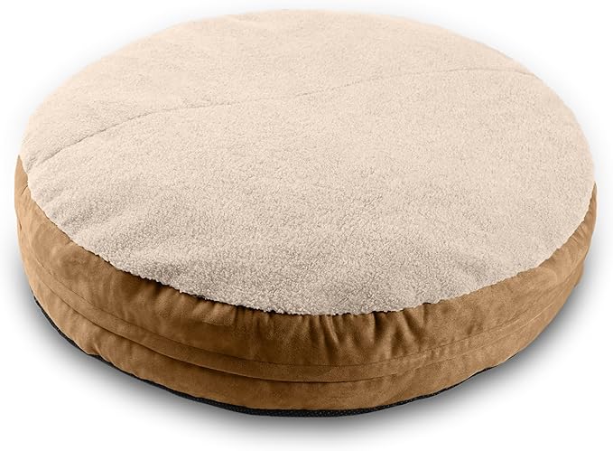 JAXX Robbi Dog Bed Bean Bag – Round Bed with Machine Washable Cover and No-Slip Base - Supportive Memory Foam for Senior Dogs & Joint Pain Relief - Ultimate Comfort & Luxury - Medium, Cloud/Beige