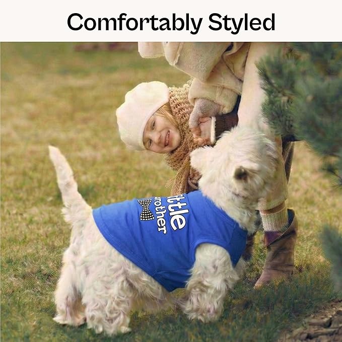 Parisian Pet Dog Shirt – 100% Cotton Shirts for Medium Dogs – Blue Sleeveless Puppy Clothes – Lightweight and Breathable Dog Apparel – Boy Little Brother Dogs Clothes - Stretchy Pet T Shirts