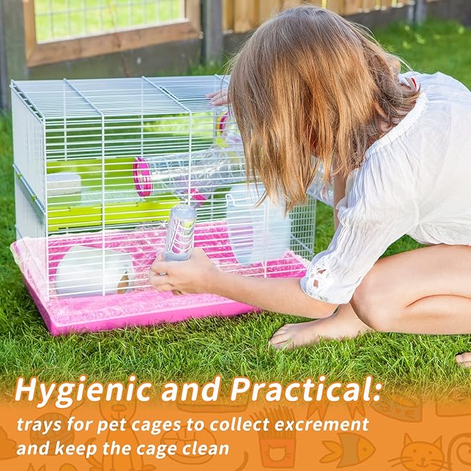 Tondiamo 50 Pieces Cage Liners for Small Animals Disposable Hamster Tray Liner Clear Plastic Box Liner Leak Proof Guinea Pig Cage Liner Bag Litter Toilet Film for Rabbit Bunny Hamster Hedgehog