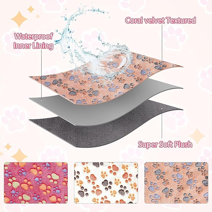 YUEPET Waterproof Guinea Pig Blankets Washable 3 Pack Small Animal Fleece Cage Liners Pet Soft Sleep Mat Pad Cover Warm Flannel Throw for Hamster Guinea Pig Rabbit Chinchilla Hedgehog Ferret 30"×16"